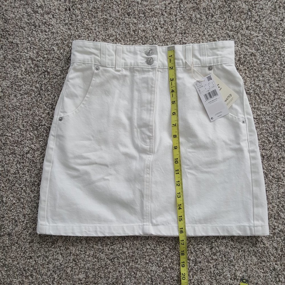 NEW MANGO Denim Skirt Pocket White Size M 100% cotton - Picture 11 of 16